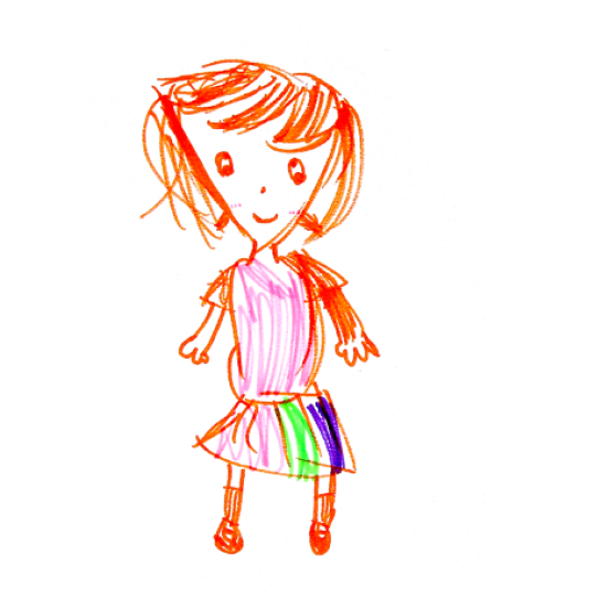 子どもが描いた、少女の絵